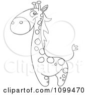 Clipart Happy Outlined Cute Baby Giraffe Royalty Free Vector Illustration
