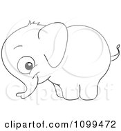Poster, Art Print Of Happy Outlined Cute Baby Elephant