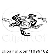 Poster, Art Print Of Black And White Swimming Tribal Sea Turtle