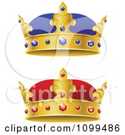 Clipart Red Blue And Gold King Crowns With Rubies And Sapphires Royalty Free Vector Illustration