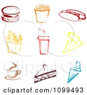 Poster, Art Print Of Colorful Fast Food Icons