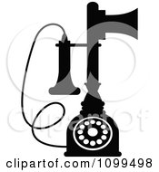 Poster, Art Print Of Retro Black And White Desk Candlestick Telephone