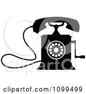 Poster, Art Print Of Retro Black And White Desk Crank Telephone