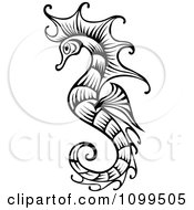 Clipart Ornate Black And White Seahorse Royalty Free Vector Illustration by Vector Tradition SM