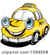 Poster, Art Print Of Happy Yellow Taxi Cab Smiling
