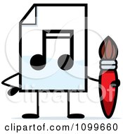 Poster, Art Print Of Mp3 Music Document Mascot Holding A Paintbrush