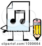 Poster, Art Print Of Mp3 Music Document Mascot Holding A Pencil