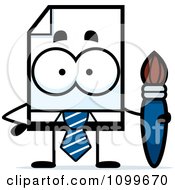 Poster, Art Print Of Business Document Mascot Holding A Paintbrush