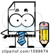 Poster, Art Print Of Business Document Mascot Holding A Pencil