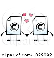 Clipart Copyright Document Mascots Holding Hands Royalty Free Vector Illustration