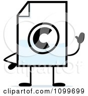Clipart Copyright Document Mascot Waving Royalty Free Vector Illustration