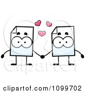 Clipart Document Mascots Holding Hands Royalty Free Vector Illustration