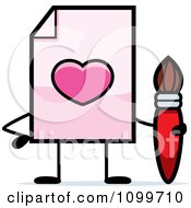 Poster, Art Print Of Love Document Mascot Holding A Paintbrush