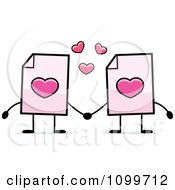 Clipart Love Document Mascots Holding Hands Royalty Free Vector Illustration