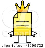 Clipart Yellow Note Document Mascot King Royalty Free Vector Illustration