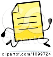 Poster, Art Print Of Yellow Note Document Mascot Running
