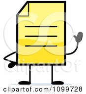 Poster, Art Print Of Yellow Note Document Mascot Waving