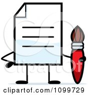 Poster, Art Print Of Note Document Mascot Holding A Paintbrush
