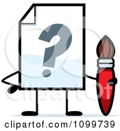 Clipart Help Document Mascot Holding A Paintbrush Royalty Free Vector Illustration