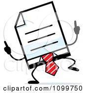 Poster, Art Print Of Business Document Mascot In A Red Tie Doing A Happy Dance