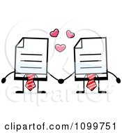 Poster, Art Print Of Business Document Mascots In A Red Ties Holding Hands