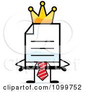 Poster, Art Print Of Business Document Mascot In A Red Tie King
