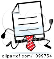 Poster, Art Print Of Business Document Mascot In A Red Tie Running