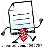 Poster, Art Print Of Business Document Mascot In A Red Tie Walking
