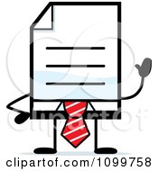 Poster, Art Print Of Business Document Mascot In A Red Tie Waving