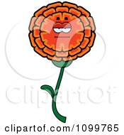 Clipart Bored Marigold Flower Character Royalty Free Vector Illustration