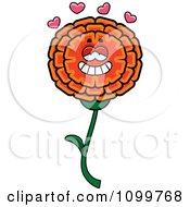 Clipart Marigold Flower Character In Love Royalty Free Vector Illustration