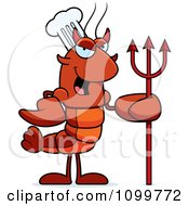 Poster, Art Print Of Devil Chef Lobster Or Crawdad Mascot Character