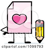 Poster, Art Print Of Love Document Mascot Holding A Pencil