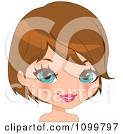 Clipart Pretty Blue Eyed Brunette Woman With A Bob Hair Cut Royalty Free Vector Illustration by Melisende Vector
