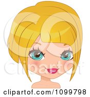 Clipart Pretty Blue Eyed Blond Woman With A Bob Hair Cut Royalty Free Vector Illustration
