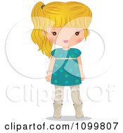 Poster, Art Print Of Blond Girl In A Turquoise Dress