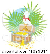 Poster, Art Print Of Cockatoo Perched On A Treasure Chest Full Of Gold