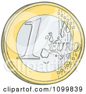 Poster, Art Print Of Sketched 1 Euro Coin