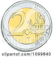 Poster, Art Print Of Sketched 2 Euro Coin