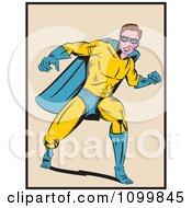 Poster, Art Print Of Retro Pop Art Super Hero Man In A Punching Stance