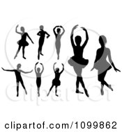 Clipart Silhouetted Elegant Ballerinas Dancing Royalty Free Vector Illustration