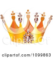 Poster, Art Print Of Golden Queens Crown With Diamond Hearts