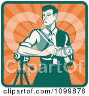Clipart Retro Male Photographer With A Dslr Camera And Video Camera Royalty Free Vector Illustration