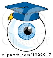 Poster, Art Print Of Blue Eyeball Wearing A Graduation Cap