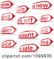 Poster, Art Print Of Red And White New Best And Sales Icon Labels