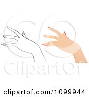 Clipart Womans Hand With Manicured Nails In Color And Outlined Royalty Free Vector Illustration
