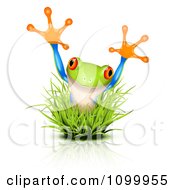 Poster, Art Print Of Surprise Frog Jumping Through Grass