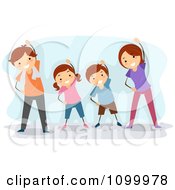 Clipart Happy Energetic Family Doing Stretching Exercises Royalty Free Vector Illustration