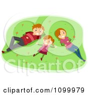 Poster, Art Print Of Happy Family Laying In Grass And Gazing At Clouds