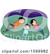 Poster, Art Print Of Happy Family Laying In Grass And Gazing At Stars